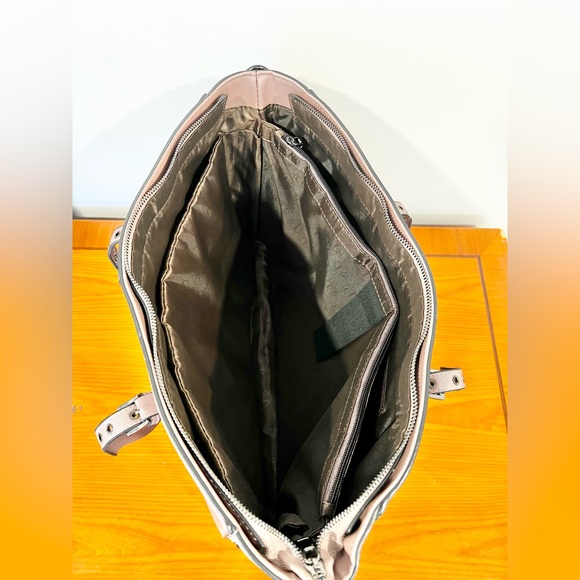 Ease Gave Laptop Tote Bag 15.6” Multi Pockets Padded Leather Mauve Handbag - Picture 6 of 10